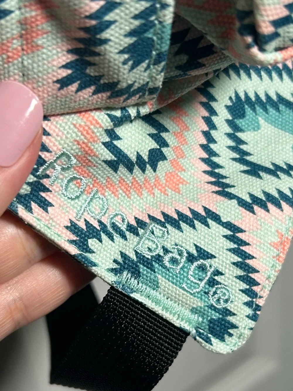 KAVU Rope Bag Sunset Diamond Teal Pink Aztec Sling Bag